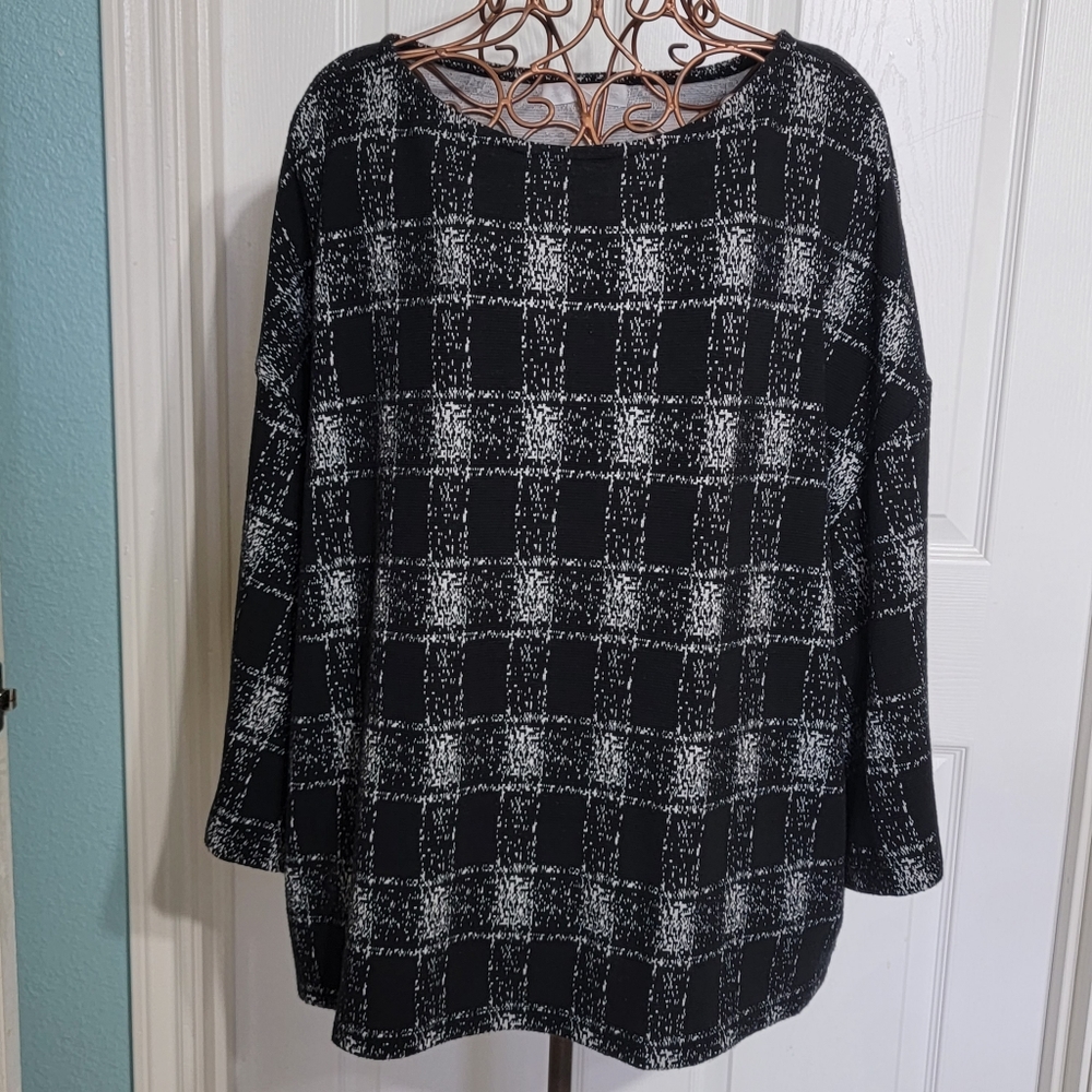 Adyson Parker Black & White Knit Top 3/4 Sleeves Women's Size 2X